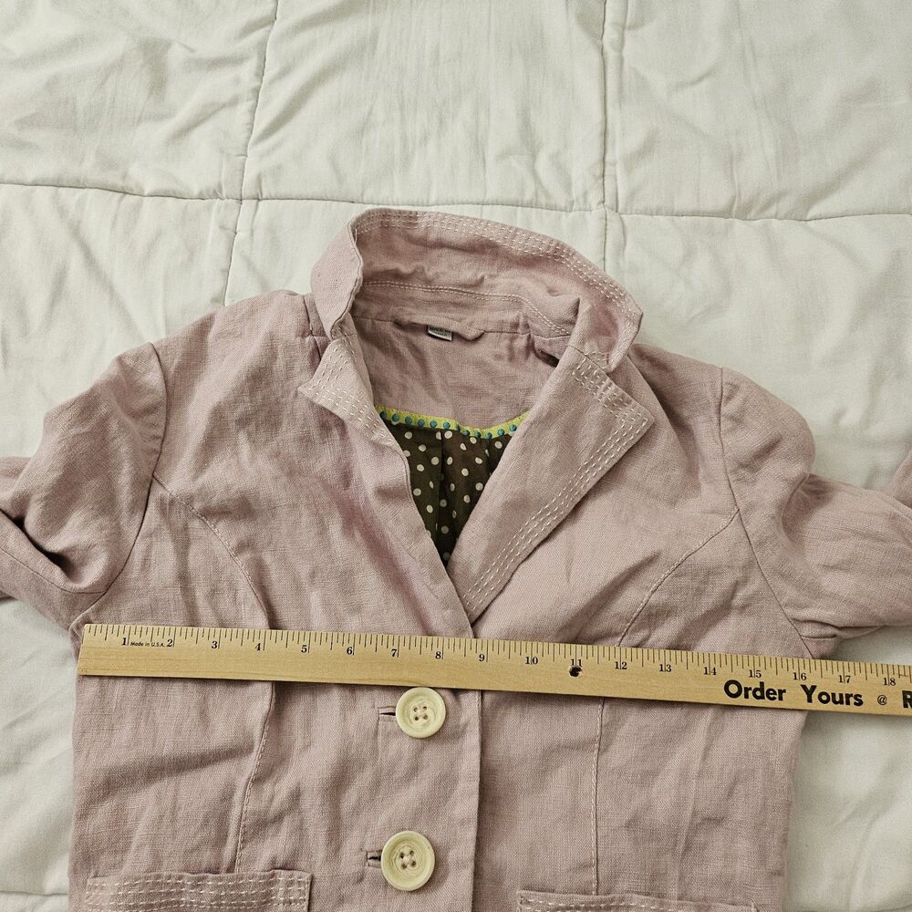 Boden Linen Blazer Jacket Womens 4 Lilac Pink Button Front Longsleeve Office - Picture 8 of 10